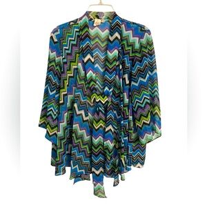 Lavender & honey multi color chevron sheer tie kimono Size 1X